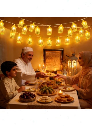 Ramadan Lights, Moroccan Lantern Decorative Lights, 20 LED Fairy Lights 10Ft Battery Powered, Waterproof Golden Raindrop Lights for Ramadan Bedroom Garden Wedding Party Decor - view 4